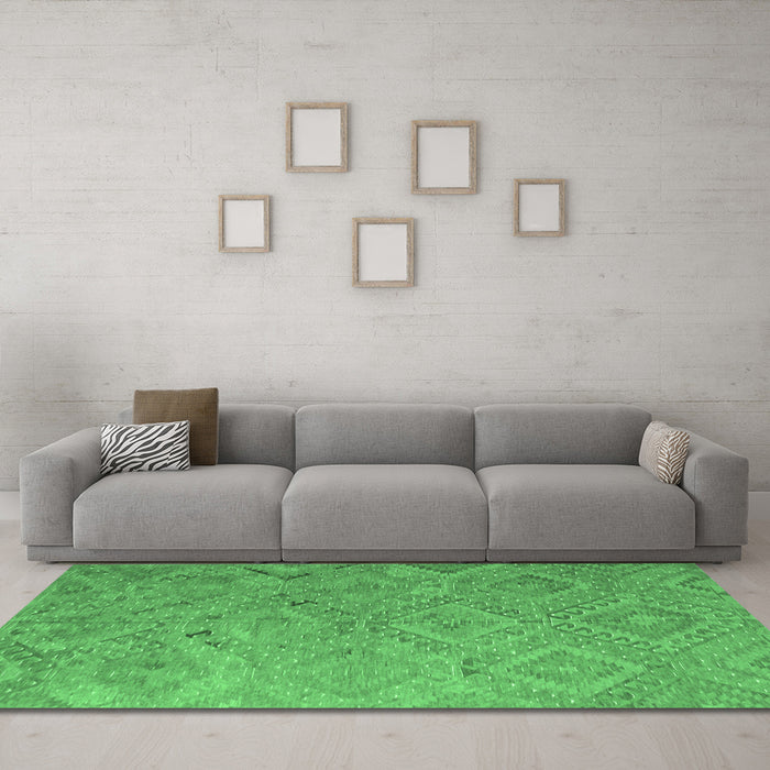 Machine Washable Southwestern Emerald Green Country Area Rugs in a Living Room,, wshcon869emgrn