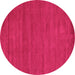 Round Machine Washable Abstract Pink Contemporary Rug, wshcon86pnk