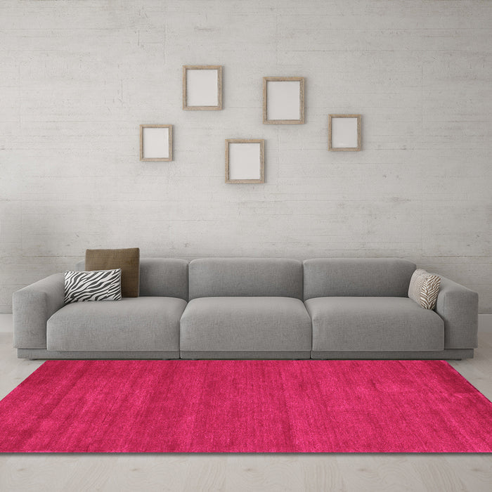 Machine Washable Abstract Pink Contemporary Rug in a Living Room, wshcon86pnk