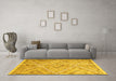Machine Washable Abstract Yellow Contemporary Rug in a Living Room, wshcon870yw