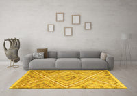 Machine Washable Abstract Yellow Contemporary Rug, wshcon870yw