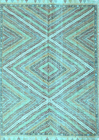 Abstract Light Blue Contemporary Rug, con870lblu