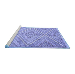 Sideview of Machine Washable Abstract Blue Contemporary Rug, wshcon870blu