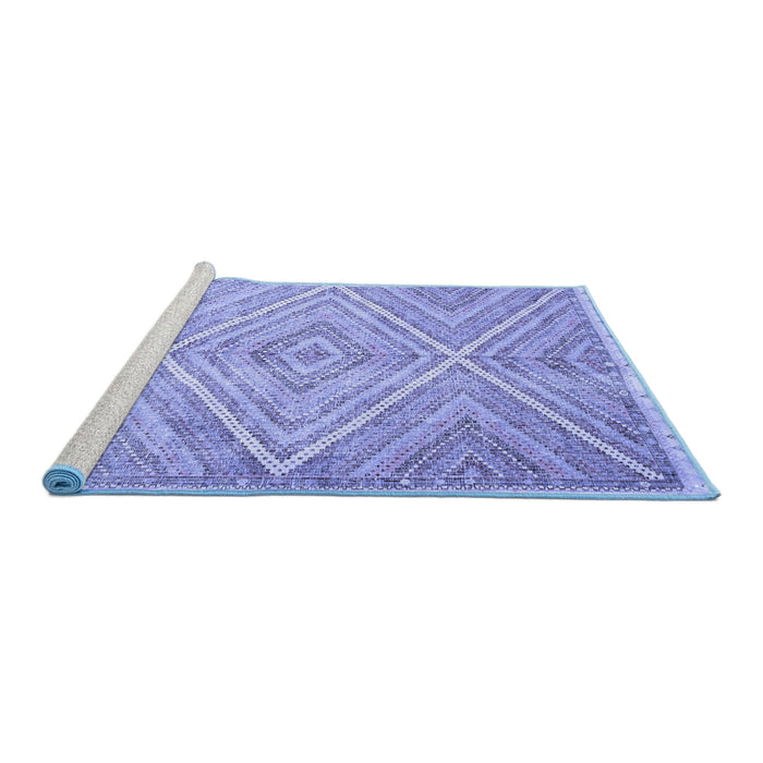 Sideview of Machine Washable Abstract Blue Contemporary Rug, wshcon870blu