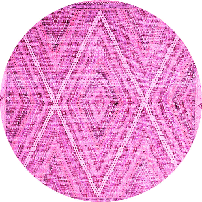 Round Abstract Pink Contemporary Rug, con870pnk