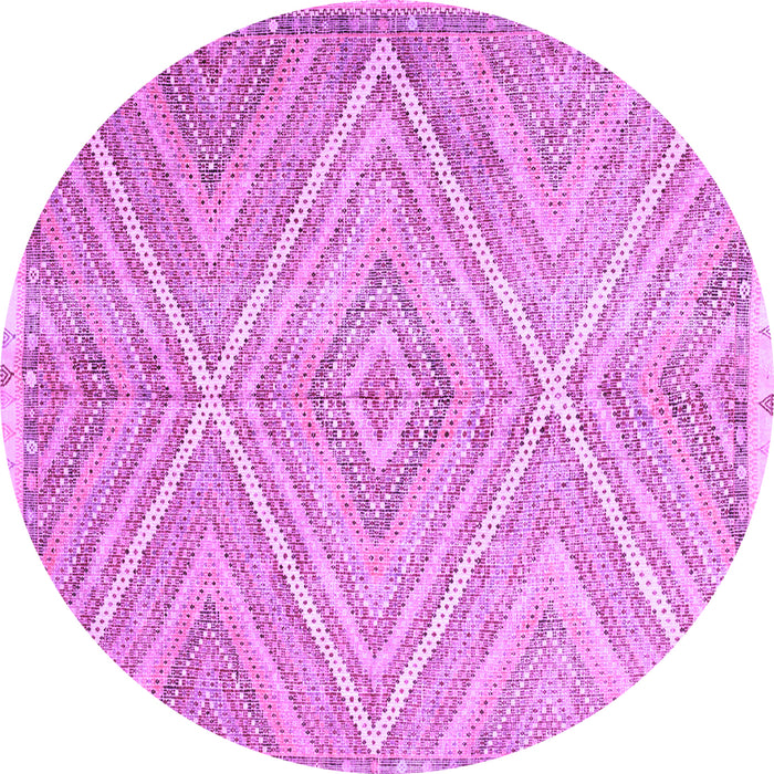Round Machine Washable Abstract Purple Contemporary Area Rugs, wshcon870pur