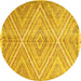 Round Abstract Yellow Contemporary Rug, con870yw