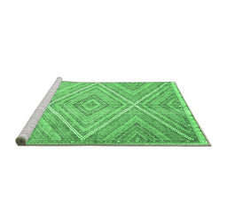 Sideview of Machine Washable Abstract Emerald Green Contemporary Area Rugs, wshcon870emgrn