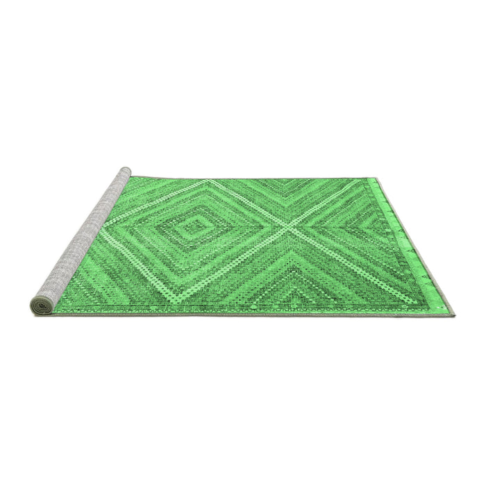 Sideview of Machine Washable Abstract Emerald Green Contemporary Area Rugs, wshcon870emgrn