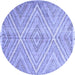 Round Machine Washable Abstract Blue Contemporary Rug, wshcon870blu