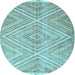 Round Abstract Light Blue Contemporary Rug, con870lblu