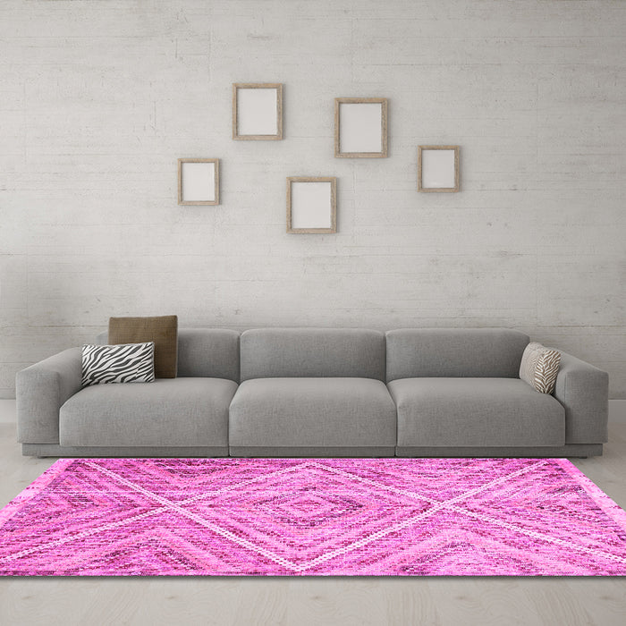Machine Washable Abstract Pink Contemporary Rug in a Living Room, wshcon870pnk