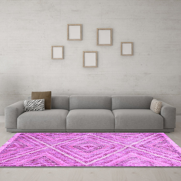 Machine Washable Abstract Purple Contemporary Area Rugs in a Living Room, wshcon870pur