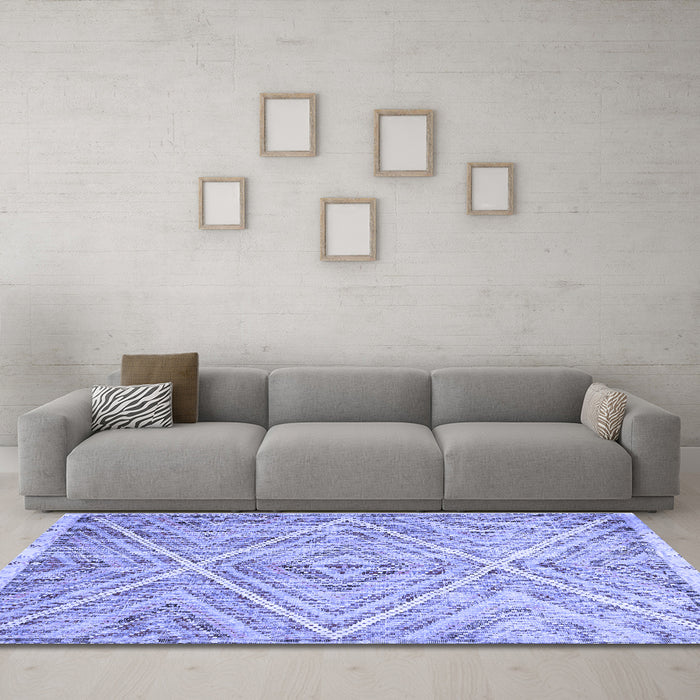 Machine Washable Abstract Blue Contemporary Rug in a Living Room, wshcon870blu