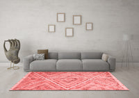 Machine Washable Abstract Red Contemporary Rug, wshcon870red