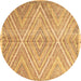 Round Abstract Brown Contemporary Rug, con870brn