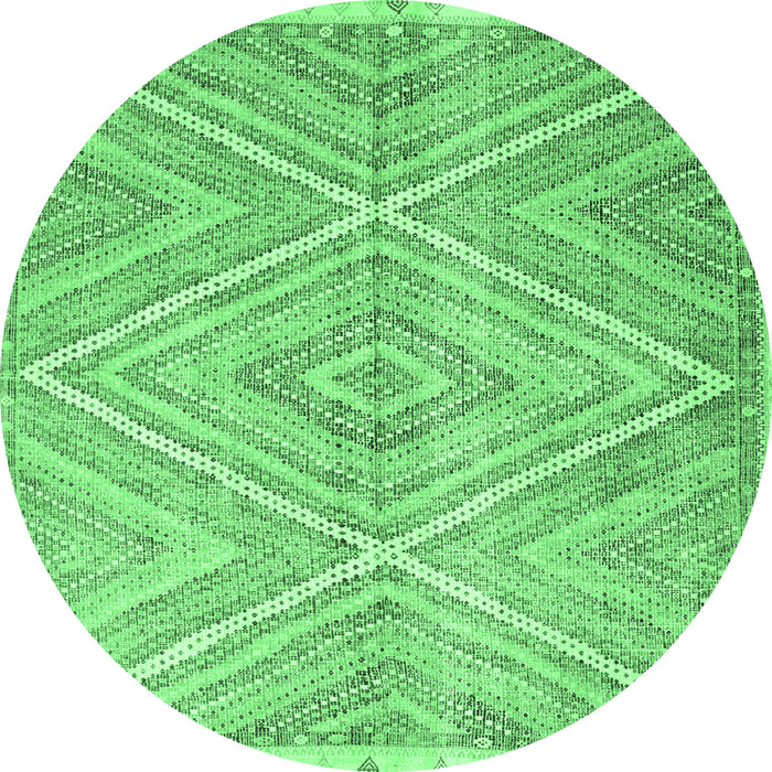 Round Abstract Emerald Green Contemporary Rug, con870emgrn