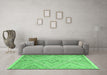 Machine Washable Abstract Emerald Green Contemporary Area Rugs in a Living Room,, wshcon870emgrn