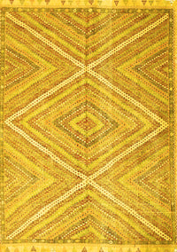 Abstract Yellow Contemporary Rug, con870yw