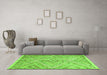 Machine Washable Abstract Green Contemporary Area Rugs in a Living Room,, wshcon870grn