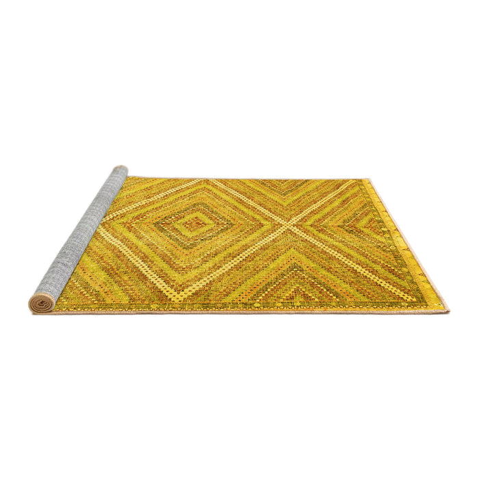 Sideview of Machine Washable Abstract Yellow Contemporary Rug, wshcon870yw