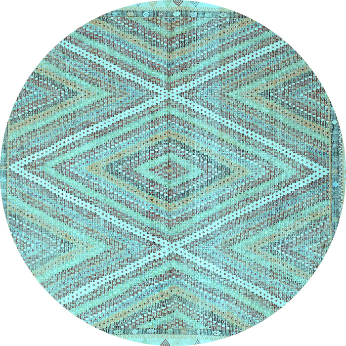 Round Machine Washable Abstract Light Blue Contemporary Rug, wshcon870lblu