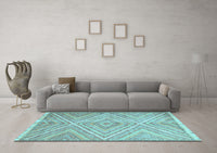 Machine Washable Abstract Light Blue Contemporary Rug, wshcon870lblu