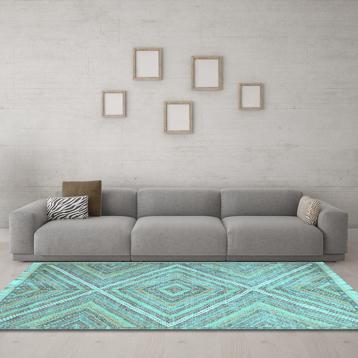Machine Washable Abstract Light Blue Contemporary Rug in a Living Room, wshcon870lblu