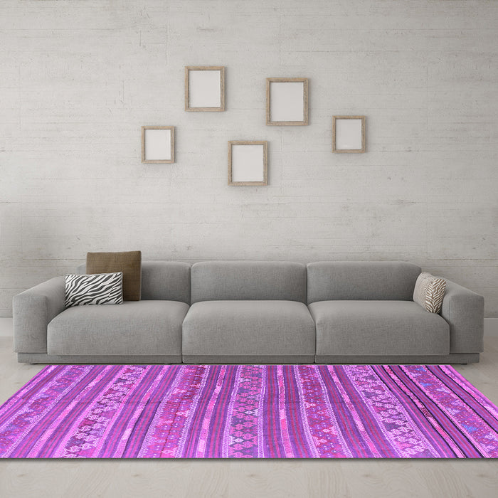 Machine Washable Southwestern Purple Country Area Rugs in a Living Room, wshcon871pur