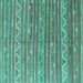 Square Machine Washable Southwestern Turquoise Country Area Rugs, wshcon871turq