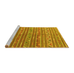 Sideview of Machine Washable Southwestern Yellow Country Rug, wshcon871yw