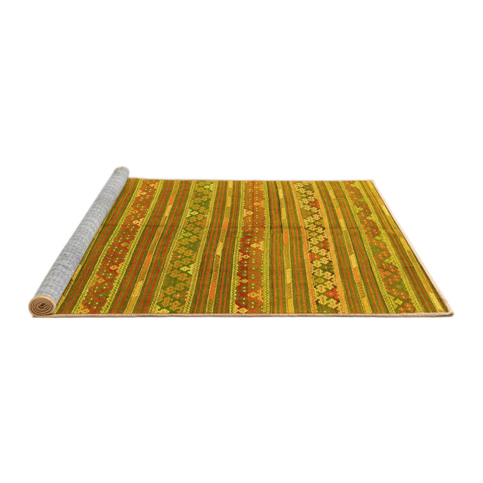 Sideview of Machine Washable Southwestern Yellow Country Rug, wshcon871yw