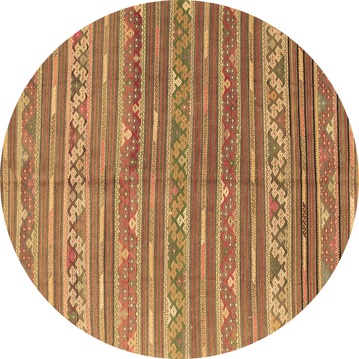 Round Southwestern Brown Country Rug, con871brn