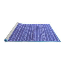 Sideview of Machine Washable Southwestern Blue Country Rug, wshcon871blu