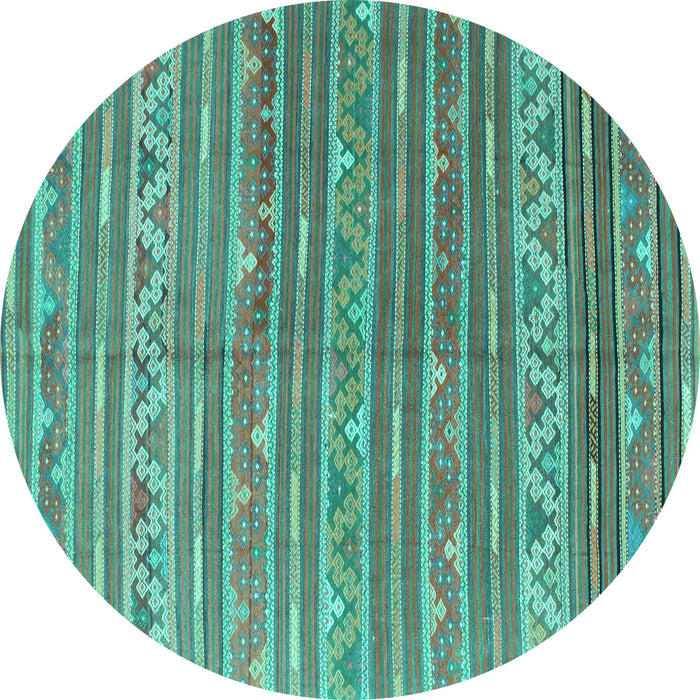 Round Southwestern Turquoise Country Rug, con871turq