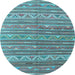 Round Southwestern Light Blue Country Rug, con871lblu