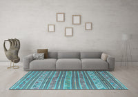 Machine Washable Southwestern Light Blue Country Rug, wshcon871lblu