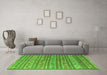 Machine Washable Southwestern Green Country Area Rugs in a Living Room,, wshcon871grn