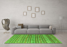Machine Washable Southwestern Green Country Area Rugs in a Living Room,, wshcon871grn