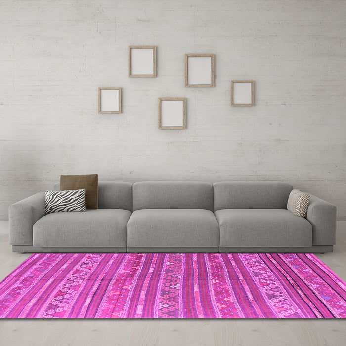 Machine Washable Southwestern Pink Country Rug in a Living Room, wshcon871pnk