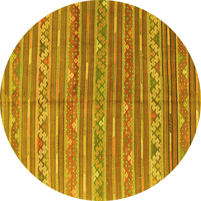Round Southwestern Yellow Country Rug, con871yw