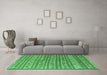 Machine Washable Southwestern Emerald Green Country Area Rugs in a Living Room,, wshcon871emgrn