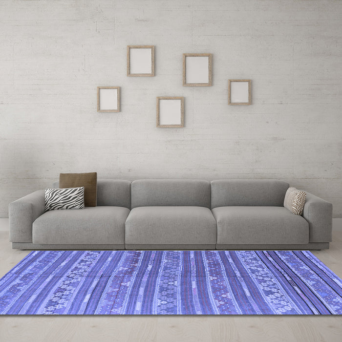 Machine Washable Southwestern Blue Country Rug in a Living Room, wshcon871blu