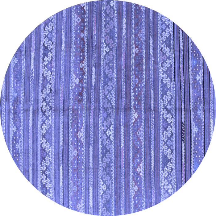 Round Machine Washable Southwestern Blue Country Rug, wshcon871blu