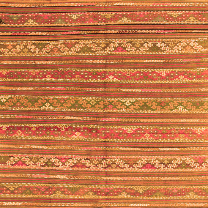 Round Machine Washable Southwestern Orange Country Area Rugs, wshcon871org