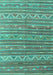 Machine Washable Southwestern Turquoise Country Area Rugs, wshcon871turq