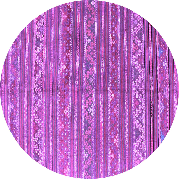 Round Machine Washable Southwestern Purple Country Area Rugs, wshcon871pur