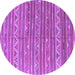 Round Machine Washable Southwestern Purple Country Area Rugs, wshcon871pur