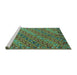 Sideview of Machine Washable Oriental Turquoise Traditional Area Rugs, wshcon872turq