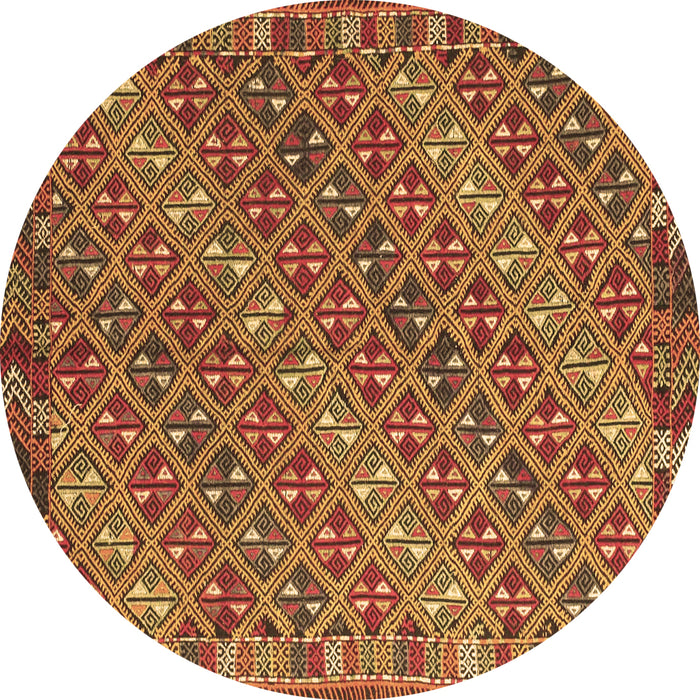 Round Oriental Brown Traditional Rug, con872brn